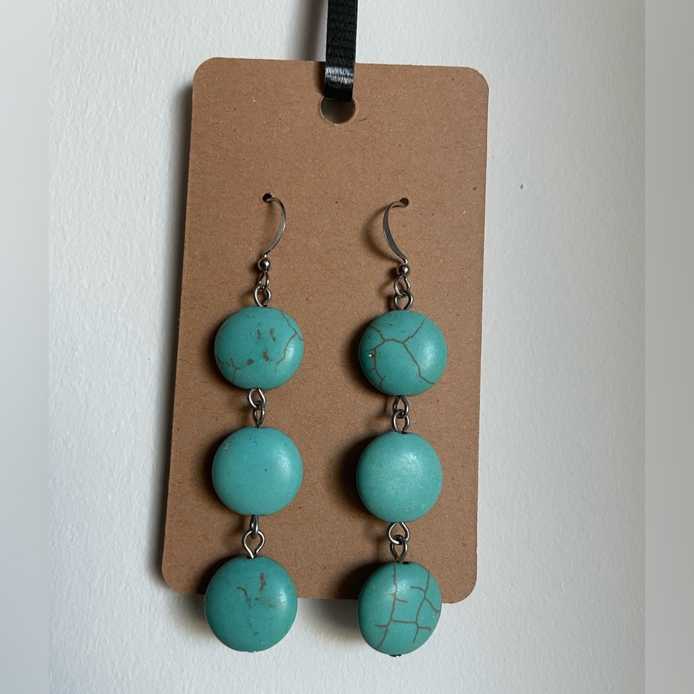Handmade by me dangling turquoise earrings